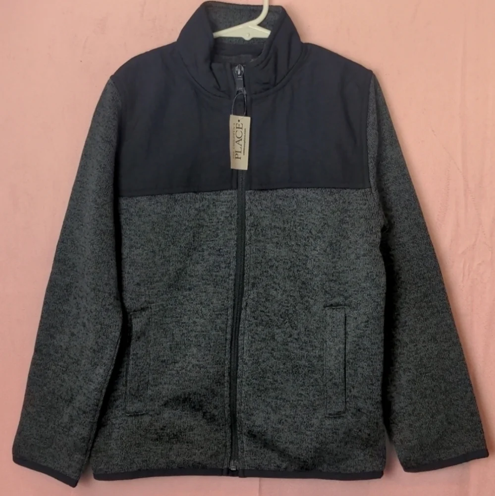 The Children's Place Unisex Blue Fleece Full Zip Jacket with Pockets size Medium